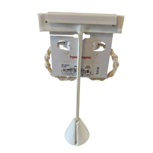 Off White Woven Hoop Earrings. Great Neutral Color that will go with so much! - Picture 4 of 5